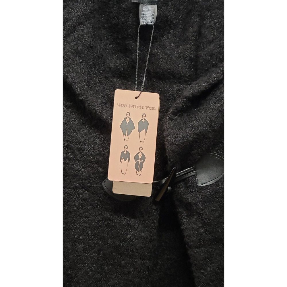 Modena Wrap Womens One Size Black Shawl Collar Poncho Toggle Button Clos… - Picture 4 of 6